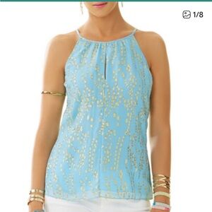 Lilly Pulitzer Del Mar Silk Halter Top XXS